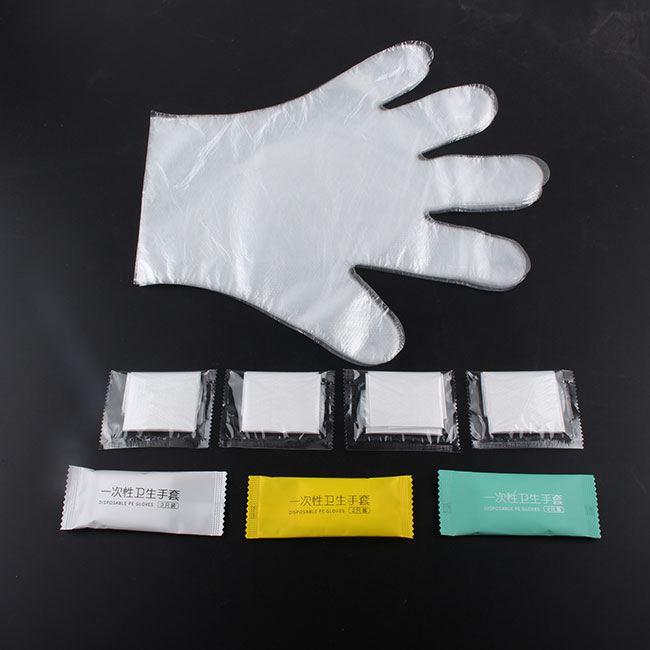 Hdpe disposable food grade china importers independent plastic gloves single packing pe glove individually wrapped gloves