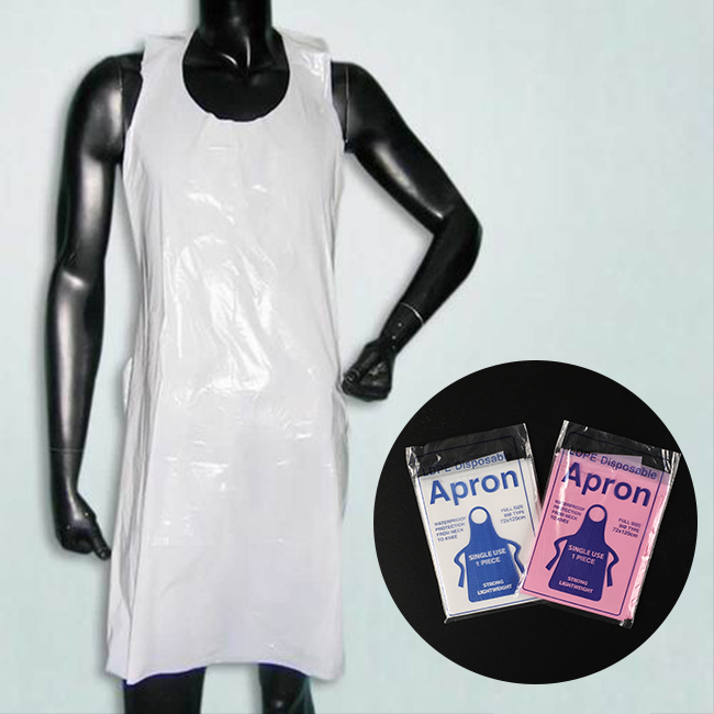 Top Fashion Individual Pack Single Use Food Contact Waterproof Cleaning Inexpensive PE Disposable Aprons