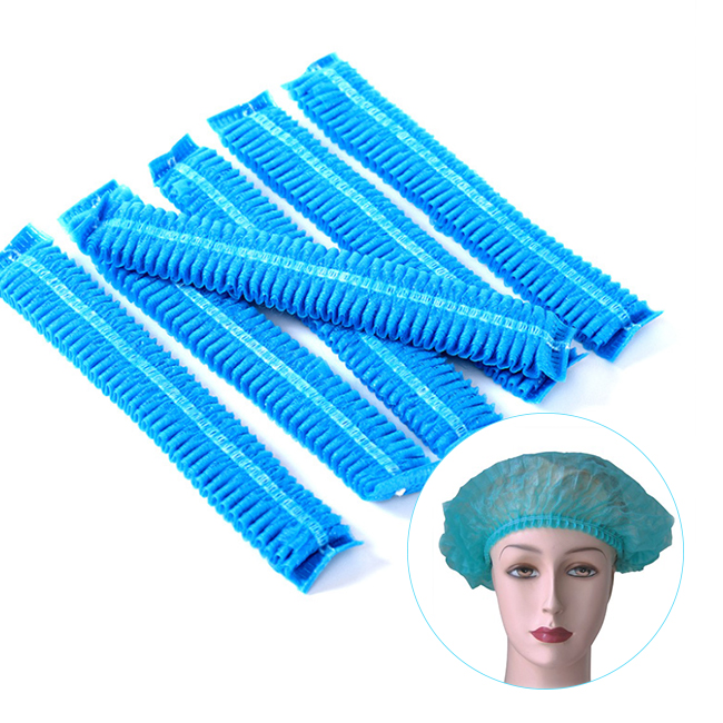 Disposable Strip Clip Cap Bouffant Head Cover Hair Net Non-Woven PE Cap